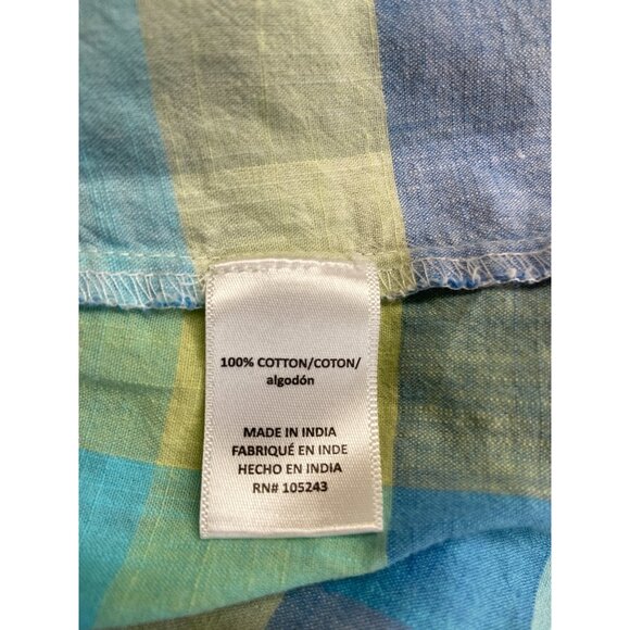 Bobeau Y2K Plaid Cold Shoulder Ruffle Top L Blue Yellow Preppy Boho Chic - Picture 4 of 7